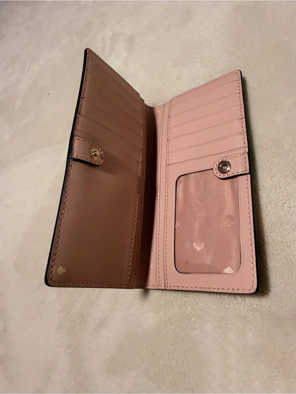 kate spade Pink Floral Continental Wallet with Blue Accents